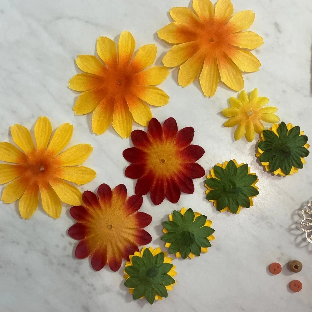 Scrapbooking Embellishments Flowers, Embroidered Accents, Buttons